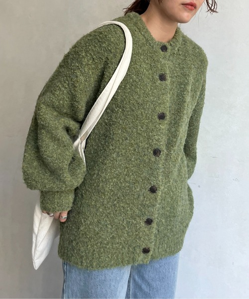 CPCM（シーピーシーエム）の「カラーブークレニットカーディガン（カーディガン/ボレロ・レディース・ブルー/ブラウン/グリーン系その他/オレンジ/アイボリー/サックスブルー・FREE）」の9枚目の写真