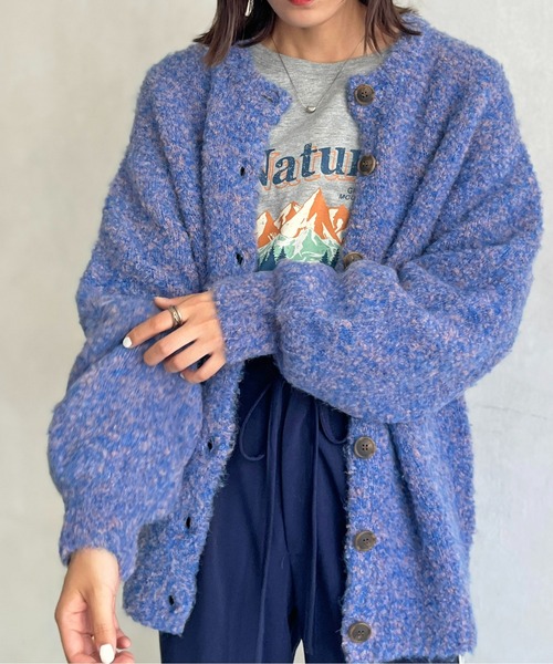 CPCM（シーピーシーエム）の「カラーブークレニットカーディガン（カーディガン/ボレロ・レディース・ブルー/ブラウン/グリーン系その他/オレンジ/アイボリー/サックスブルー・FREE）」の16枚目の写真