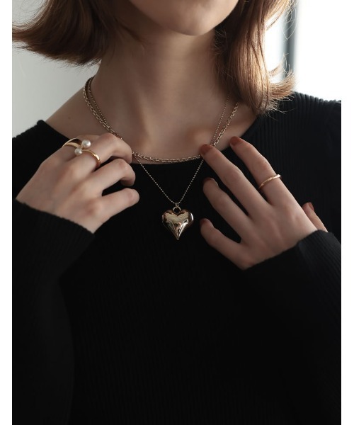 Re:EDIT（リエディ）の「[2023A/W COLLECTION][MEISM by Re:EDIT]ハート×チェーン2連ネックレス（ネックレス・レディース・ゴールド/シルバー・FREE）」の3枚目の写真
