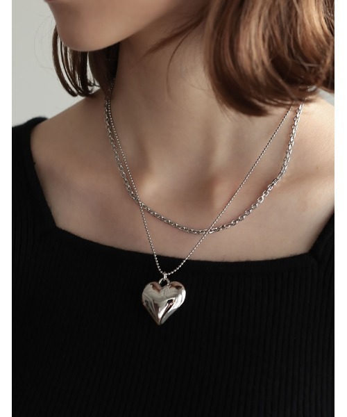 Re:EDIT（リエディ）の「[2023A/W COLLECTION][MEISM by Re:EDIT]ハート×チェーン2連ネックレス（ネックレス・レディース・ゴールド/シルバー・FREE）」の6枚目の写真