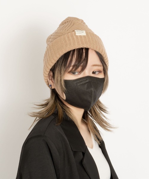 polka polka（ポルカポルカ）の「リサイクルポリ リバーシブル ニットキャップ（ニットキャップ/ビーニー・レディース・ベージュ/ブラック/グリーン・FREE）」の2枚目の写真