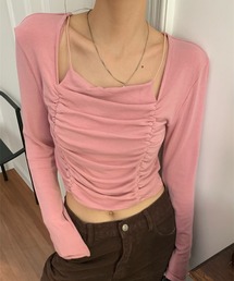 LYEON（リヨン）の「シャーリングデザインロンＴ（Tシャツ/カットソー・レディース）」