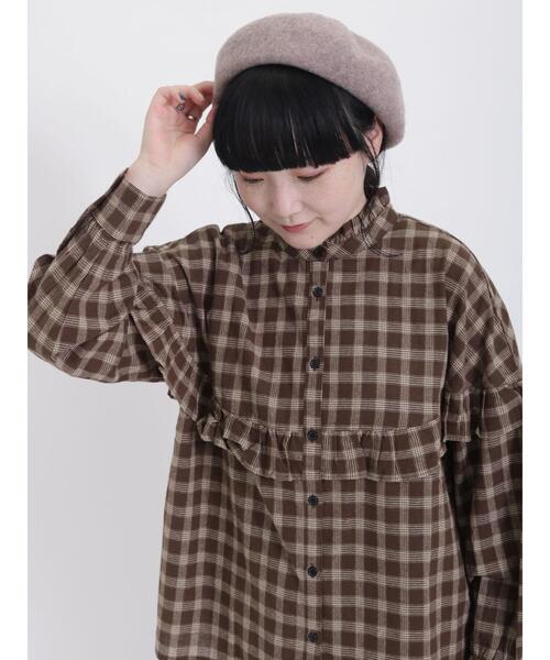 Samansa Mos2（サマンサ モスモス）の「柄アソートフリルブラウス（シャツ/ブラウス・レディース・ネイビー/キナリ/ブラウン/ブラック・F）」の5枚目の写真