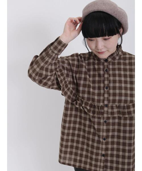 Samansa Mos2（サマンサ モスモス）の「柄アソートフリルブラウス（シャツ/ブラウス・レディース・ネイビー/キナリ/ブラウン/ブラック・F）」の11枚目の写真