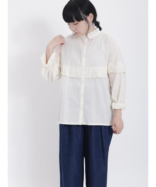 Samansa Mos2（サマンサ モスモス）の「柄アソートフリルブラウス（シャツ/ブラウス・レディース・ネイビー/キナリ/ブラウン/ブラック・F）」の16枚目の写真