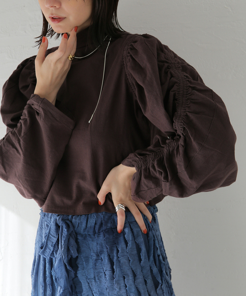 SEEALL GATHER SLEEVE TOP：ブラウス SEEALL ブラウス シャツ 「SEEALL/シーオール」 GATHER SLEEVE