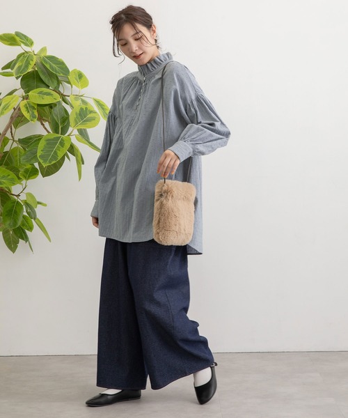 POU DOU DOU（プードゥドゥ）の「スタンドフリルブラウス（シャツ/ブラウス・レディース・オフホワイト/ベージュ/ブルー・3）」の16枚目の写真