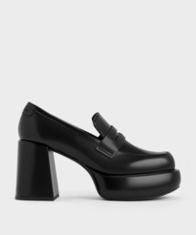 CHARLES & KEITH　モニーク プラットフォームローファーパンプス メタリックアクセント ローファーパンプス - ブラウン | CHARLES