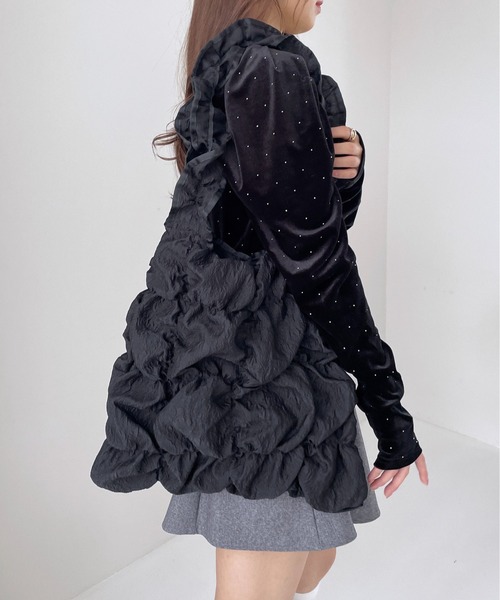 Heather(ヘザー)の「【キャセリーニ】ギャザースクエアトート 994841(トートバッグ・レディース・オフホワイト/ブラック・ONE SIZE)」の2枚目の写真