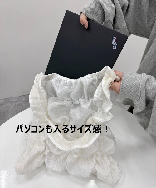 Heather(ヘザー)の「【キャセリーニ】ギャザースクエアトート 994841(トートバッグ・レディース・オフホワイト/ブラック・ONE SIZE)」の18枚目の写真