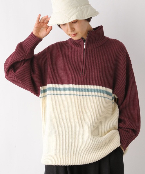 LEPSIM(レプシィム)の「5ゲージハーフZIP配色プルオーバー 993354(ニット/セーター・レディース・レッド/ブルー・FREE)」の3枚目の写真