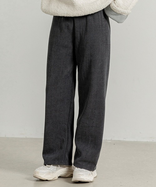 DAY CLOSET（デイ クローゼット）の「レディース 裏起毛ジャガード風コーデュロイダブルフェイスワイドパンツ（その他パンツ・レディース・ピンク/ブラック/ブラウン/ホワイト/ダークグレー・M/L）」の3枚目の写真
