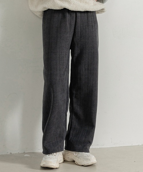 DAY CLOSET（デイ クローゼット）の「レディース 裏起毛ジャガード風コーデュロイダブルフェイスワイドパンツ（その他パンツ・レディース・ピンク/ブラック/ブラウン/ホワイト/ダークグレー・M/L）」の19枚目の写真