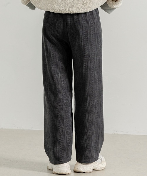 DAY CLOSET（デイ クローゼット）の「レディース 裏起毛ジャガード風コーデュロイダブルフェイスワイドパンツ（その他パンツ・レディース・ピンク/ブラック/ブラウン/ホワイト/ダークグレー・M/L）」の11枚目の写真