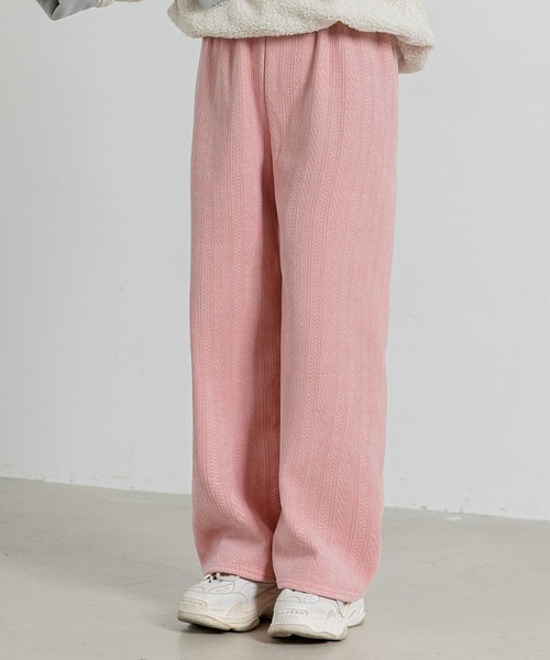 DAY CLOSET（デイ クローゼット）の「レディース 裏起毛ジャガード風コーデュロイダブルフェイスワイドパンツ（その他パンツ・レディース・ピンク/ブラック/ブラウン/ホワイト/ダークグレー・M/L）」の21枚目の写真