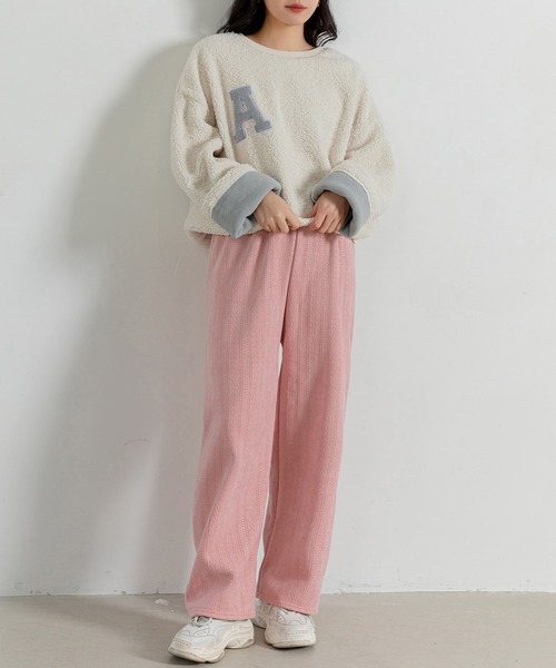 DAY CLOSET（デイ クローゼット）の「レディース 裏起毛ジャガード風コーデュロイダブルフェイスワイドパンツ（その他パンツ・レディース・ピンク/ブラック/ブラウン/ホワイト/ダークグレー・M/L）」の17枚目の写真