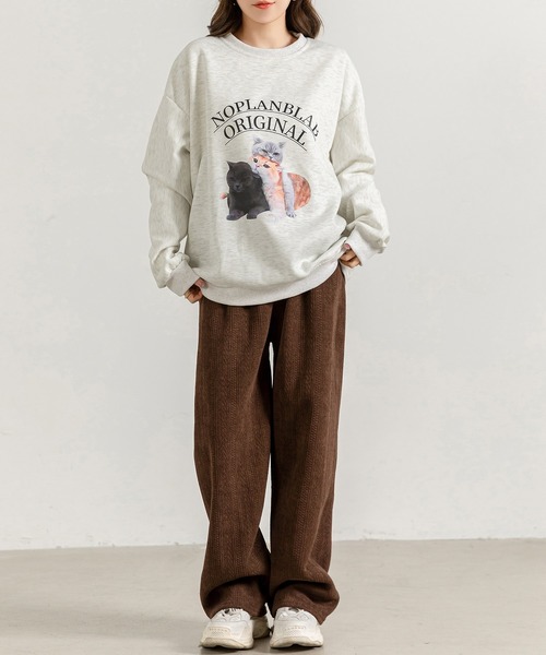 DAY CLOSET（デイ クローゼット）の「レディース 裏起毛ジャガード風コーデュロイダブルフェイスワイドパンツ（その他パンツ・レディース・ピンク/ブラック/ブラウン/ホワイト/ダークグレー・M/L）」の12枚目の写真