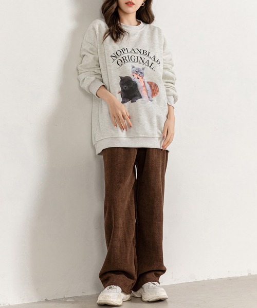 DAY CLOSET（デイ クローゼット）の「レディース 裏起毛ジャガード風コーデュロイダブルフェイスワイドパンツ（その他パンツ・レディース・ピンク/ブラック/ブラウン/ホワイト/ダークグレー・M/L）」の8枚目の写真