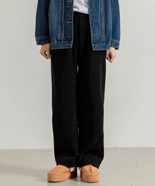 DAY CLOSET（デイ クローゼット）の「レディース 裏起毛ジャガード風コーデュロイダブルフェイスワイドパンツ（その他パンツ・レディース・ピンク/ブラック/ブラウン/ホワイト/ダークグレー・M/L）」の10枚目の写真