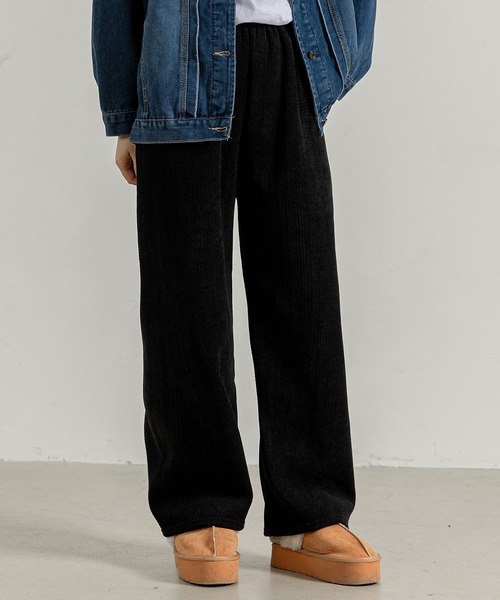 DAY CLOSET（デイ クローゼット）の「レディース 裏起毛ジャガード風コーデュロイダブルフェイスワイドパンツ（その他パンツ・レディース・ピンク/ブラック/ブラウン/ホワイト/ダークグレー・M/L）」の14枚目の写真