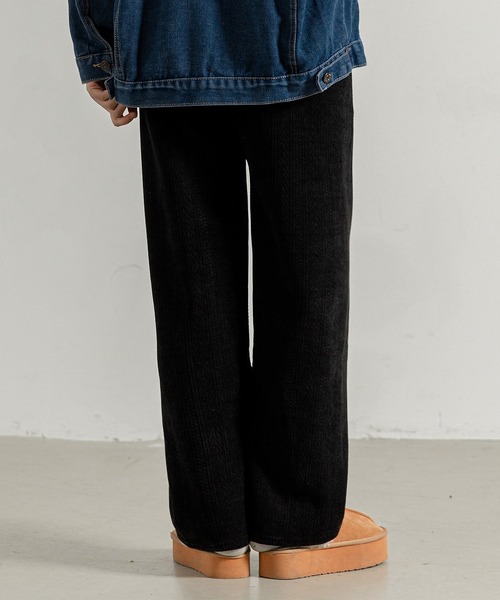 DAY CLOSET（デイ クローゼット）の「レディース 裏起毛ジャガード風コーデュロイダブルフェイスワイドパンツ（その他パンツ・レディース・ピンク/ブラック/ブラウン/ホワイト/ダークグレー・M/L）」の6枚目の写真