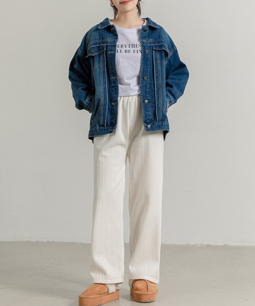 DAY CLOSET（デイ クローゼット）の「レディース 裏起毛ジャガード風コーデュロイダブルフェイスワイドパンツ（その他パンツ・レディース・ピンク/ブラック/ブラウン/ホワイト/ダークグレー・M/L）」の22枚目の写真