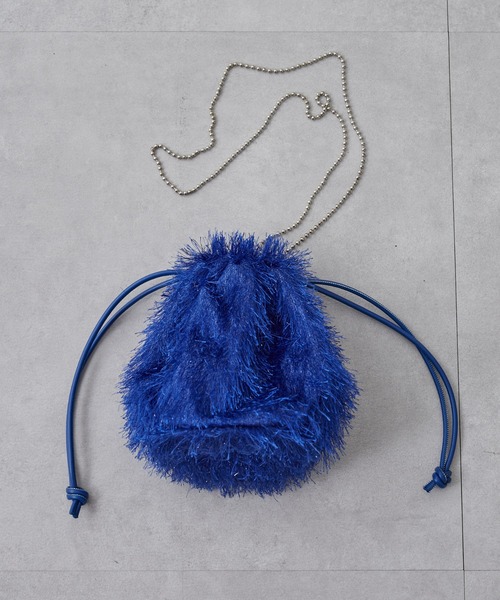 CIAOPANIC TYPY（チャオパニックティピー）の「ボールチェーン付きフリンジ巾着BAG（ショルダーバッグ・レディース・アイボリー/ブラック/グレー/ブルー・ONE SIZE）」の17枚目の写真