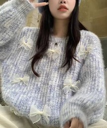 Ribbon motif mix knit / リボンモチーフミックスニット