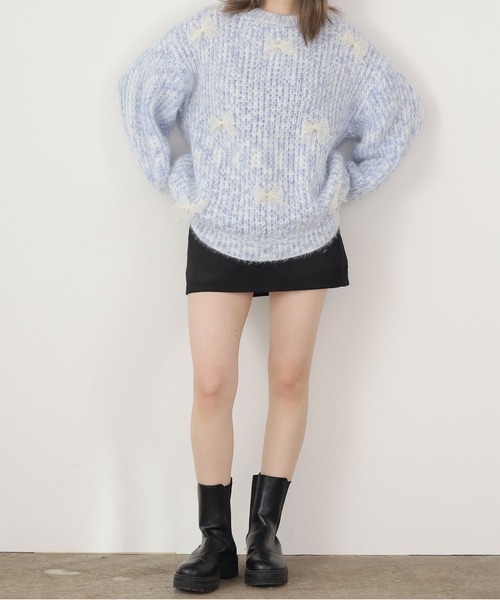 ROOPTOKYO（ループトウキョウ）の「Ribbon motif mix knit / リボンモチーフミックスニット（ニット/セーター・レディース・ピンク/ブルー/イエロー・FREE）」の14枚目の写真
