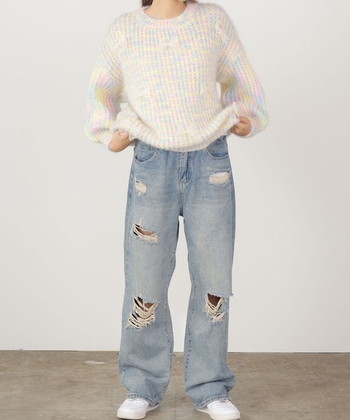 ROOPTOKYO（ループトウキョウ）の「Ribbon motif mix knit / リボンモチーフミックスニット（ニット/セーター・レディース・ピンク/ブルー/イエロー・FREE）」の10枚目の写真