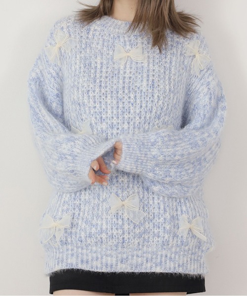 ROOPTOKYO（ループトウキョウ）の「Ribbon motif mix knit / リボンモチーフミックスニット（ニット/セーター・レディース・ピンク/ブルー/イエロー・FREE）」の15枚目の写真