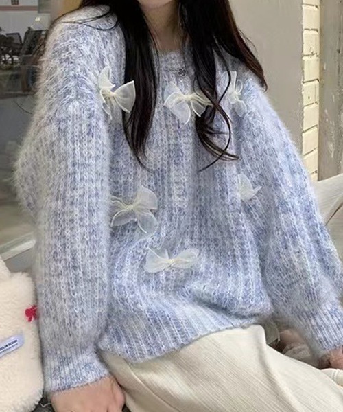 ROOPTOKYO（ループトウキョウ）の「Ribbon motif mix knit / リボンモチーフミックスニット（ニット/セーター・レディース・ピンク/ブルー/イエロー・FREE）」の19枚目の写真