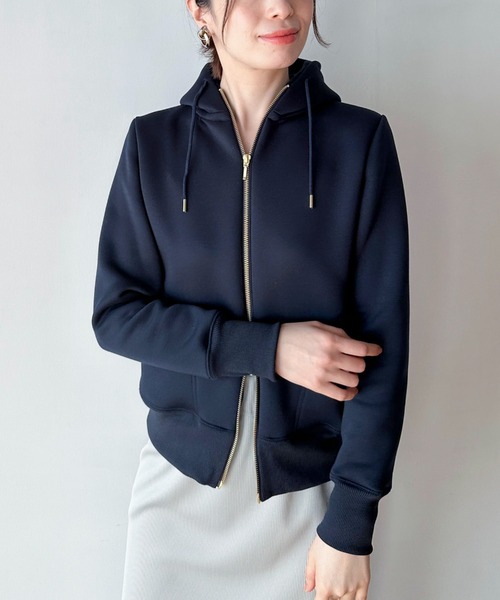 Doux archives（ドゥアルシーヴ）の「ダンボールジップパーカー（パーカー・レディース・ベージュ/ネイビー/オフホワイト/チャコールグレー・FREE）」の6枚目の写真