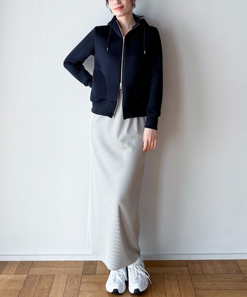 Doux archives（ドゥアルシーヴ）の「ダンボールジップパーカー（パーカー・レディース・ベージュ/ネイビー/オフホワイト/チャコールグレー・FREE）」の9枚目の写真