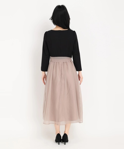 STRAWBERRY-FIELDS（ストロベリーフィールズ）の「ｵｰｶﾞﾝｼﾞｰﾄﾞｯｷﾝｸﾞﾜﾝﾋﾟｰｽ（ワンピース・レディース・ブラック/グレー・2）」の5枚目の写真