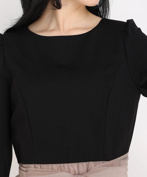 STRAWBERRY-FIELDS（ストロベリーフィールズ）の「ｵｰｶﾞﾝｼﾞｰﾄﾞｯｷﾝｸﾞﾜﾝﾋﾟｰｽ（ワンピース・レディース・ブラック/グレー・2）」の6枚目の写真