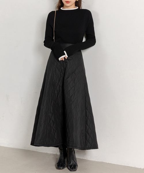 DAY CLOSET（デイ クローゼット）の「レディース サムホール付き配色デザインハイネックリブニットトップス（ニット/セーター・レディース・ブラック×ホワイト/ブラック/アイボリー/グレー・FREE）」の21枚目の写真