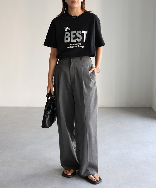 Riberry(リベリー)の「It's BEST メタリック箔シルバープリントロゴTシャツ(Tシャツ/カットソー・レディース・ブラック/ホワイト・MEDIUM)」の14枚目の写真