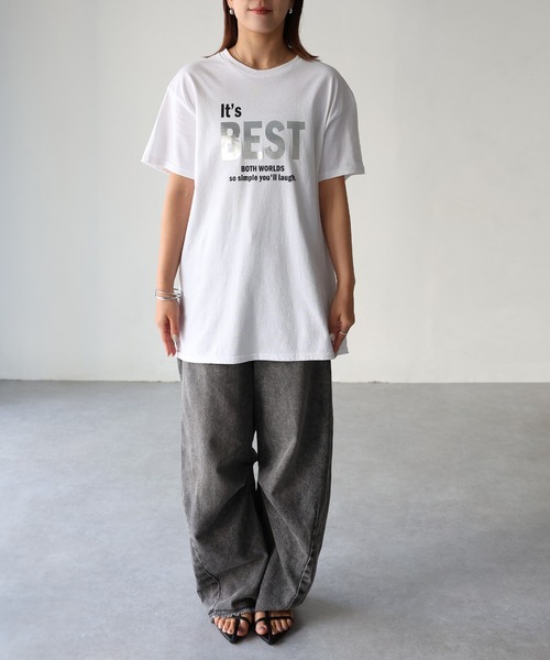 It's BEST メタリック箔シルバープリントロゴTシャツ（Tシャツ
