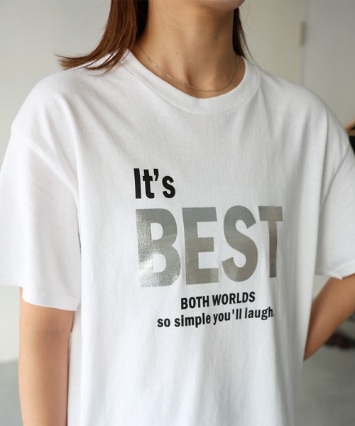 It's BEST メタリック箔シルバープリントロゴTシャツ（Tシャツ