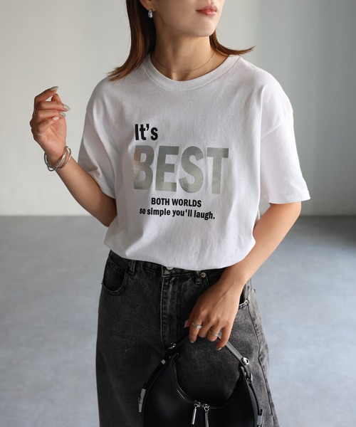 It's BEST メタリック箔シルバープリントロゴTシャツ（Tシャツ