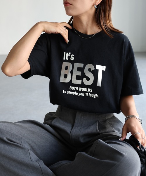 It's BEST メタリック箔シルバープリントロゴTシャツ（Tシャツ