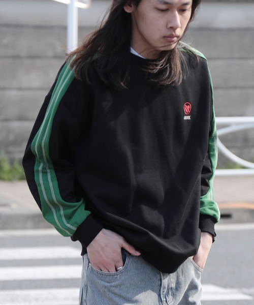 HOOK(フック)の「HOOK -original- 配色ワンポイント刺繍飾りステッチサイドラインスウェット セットアップ可能(スウェット・メンズ・ブラック/ブラック系その他/ブルー/ライトベージュ/ライトグリーン・S/M/L/XL)」の2枚目の写真