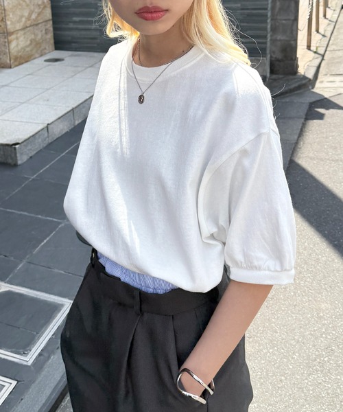 STAR&STRIPE（スターアンドストライプ）の「【STAR&STRIPE】ベーシックリブTシャツ BASIC RIB TEE コットン100％（Tシャツ/カットソー・レディース・ブラック/ホワイト/イエロー/オレンジ/ブルー/グリーン/ベージュ/チャコールグレー/アッシュグレー/ネイビー/ブラウン/ピンク・M/XL/L）」の15枚目の写真