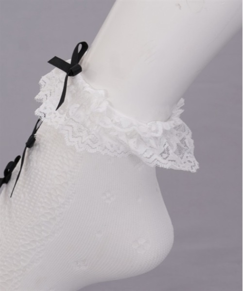 axes femme POETIQUE（アクシーズファムポエティック）の「レース編みクルー丈ソックス（ソックス/靴下・レディース・ホワイト/ブラック・FREE）」の6枚目の写真