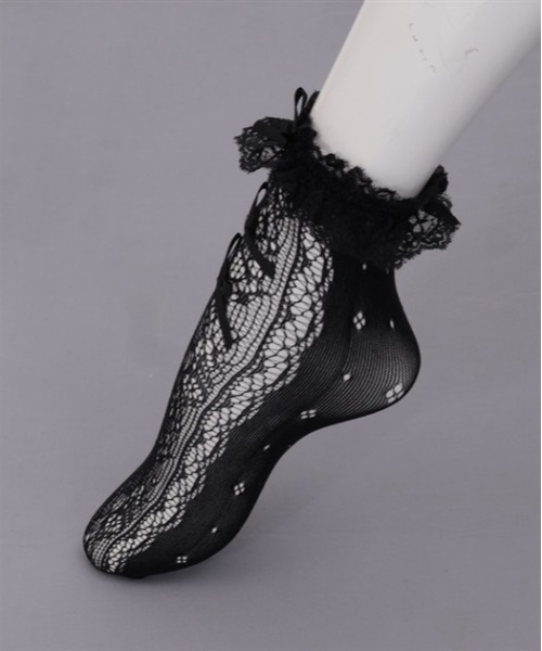 axes femme POETIQUE（アクシーズファムポエティック）の「レース編みクルー丈ソックス（ソックス/靴下・レディース・ホワイト/ブラック・FREE）」の9枚目の写真
