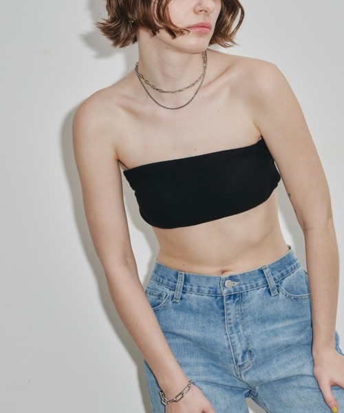 Auntie Rosa Holiday（アンティローザホリデー）の「バックデザインブラトップ（チューブトップ・レディース・ブラック/オフホワイト・FREE）」の2枚目の写真