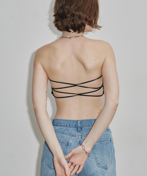 Auntie Rosa Holiday（アンティローザホリデー）の「バックデザインブラトップ（チューブトップ・レディース・ブラック/オフホワイト・FREE）」の12枚目の写真