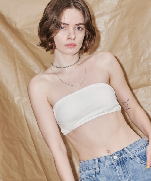 Auntie Rosa Holiday（アンティローザホリデー）の「バックデザインブラトップ（チューブトップ・レディース・ブラック/オフホワイト・FREE）」の4枚目の写真