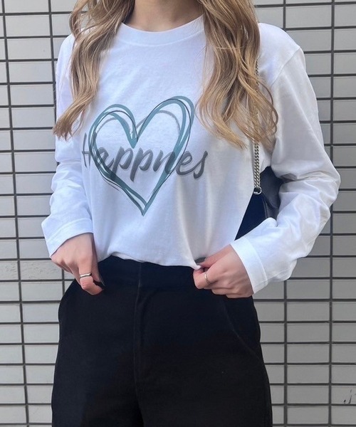 cuorequal（クオレコール）の「ハートペイントロンT（Tシャツ/カットソー・レディース・ホワイト・M/L）」の5枚目の写真